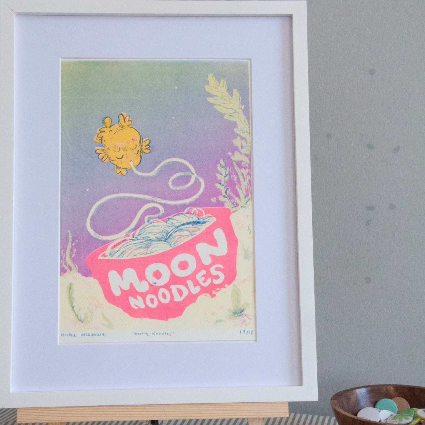 Moon Noodles | A4 Risograph Print.